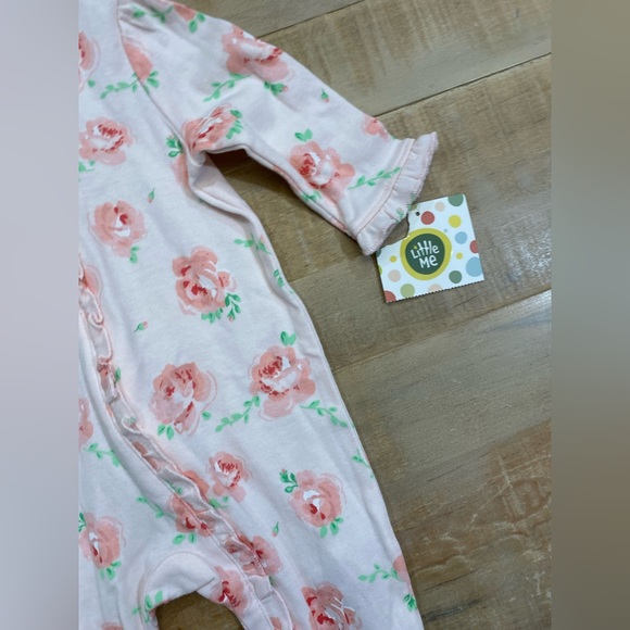 Little Me floral roses zipper Footie bodysuit with matching headband Nwt - Picture 3 of 8